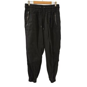Athleta Cabo Linen Jogger Pant Pockets Elastic Waist Black Womens Size 14